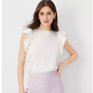 Ann Taylor Ruffle Shoulder Top NWT Large